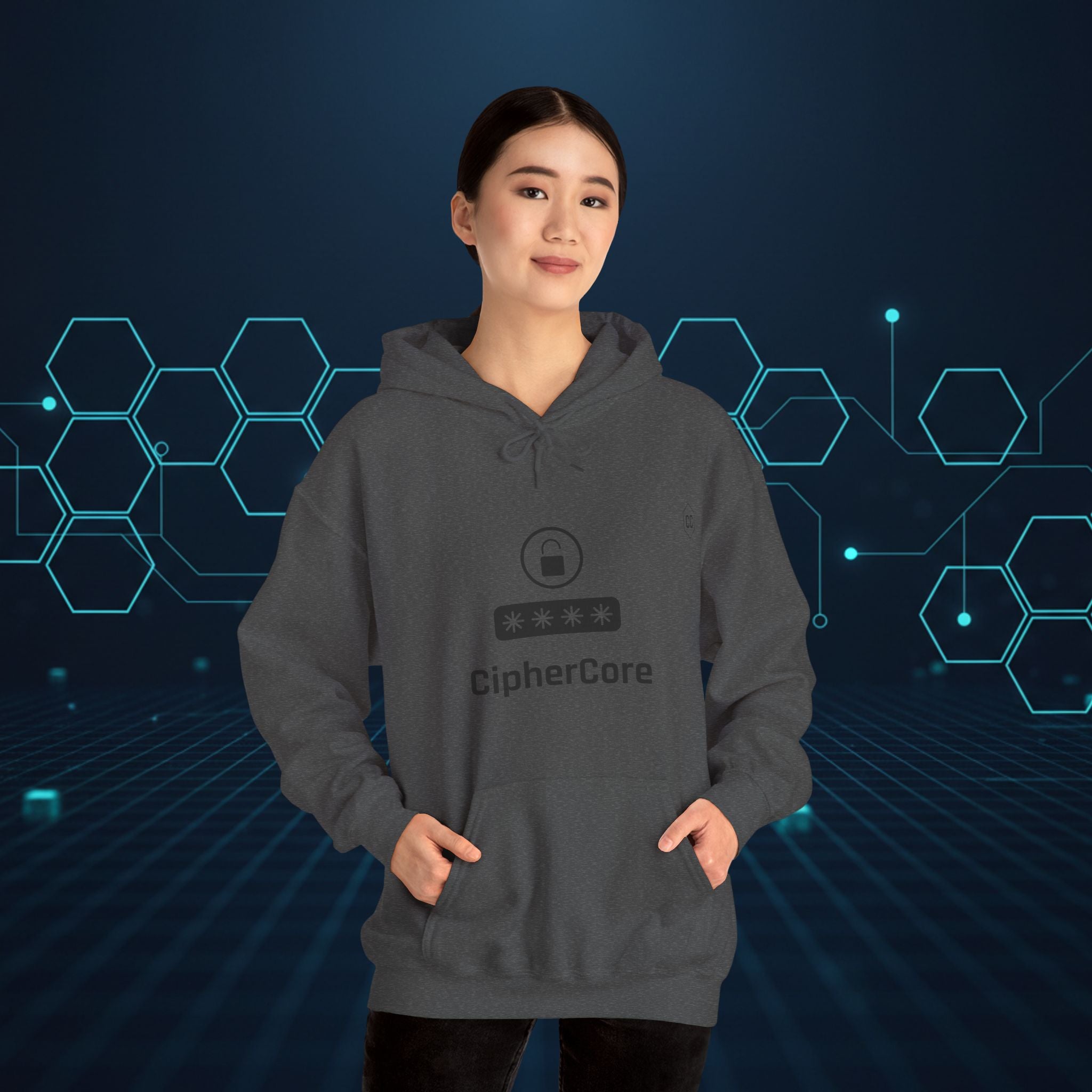 CipherCore Minimalist Password Lock Graphic Hoodie | Digital-Era Identity Wear
