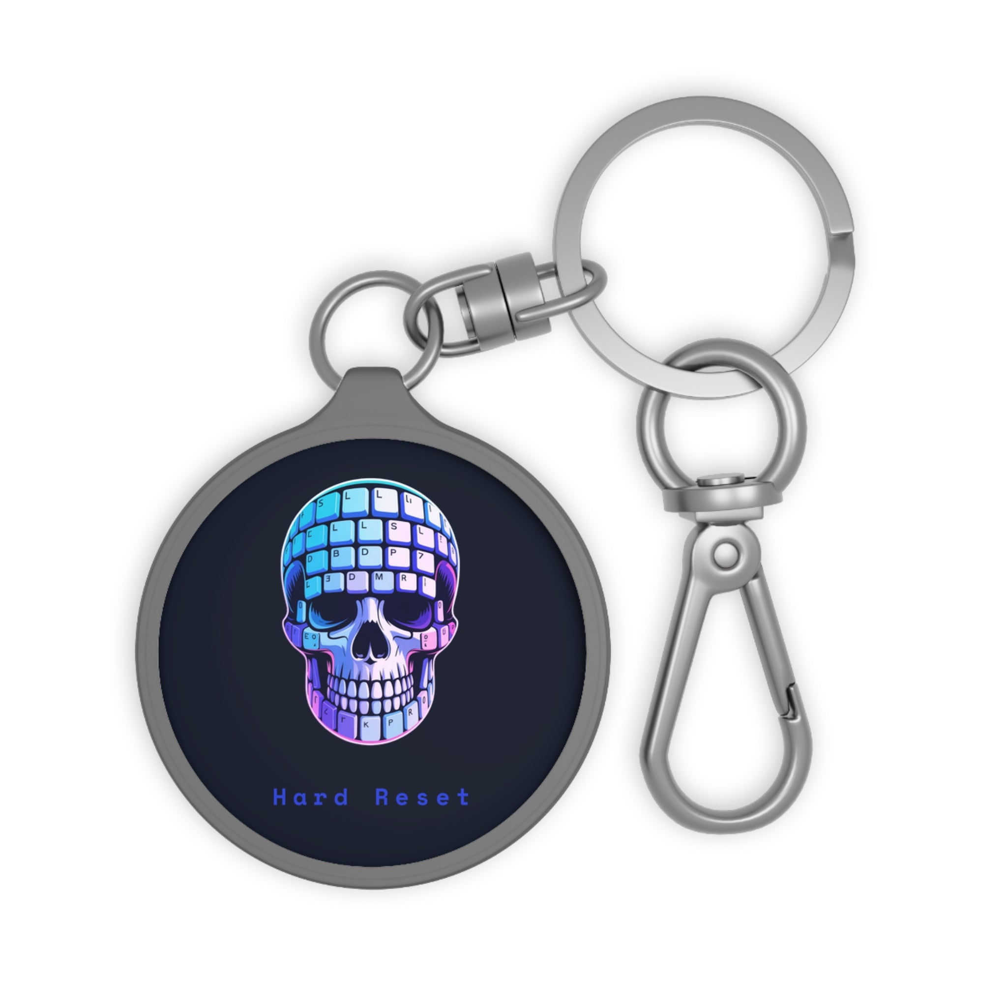 CipherCore Hard Reset Skull Acrylic Keyring | Digital-Era Identity Accessory