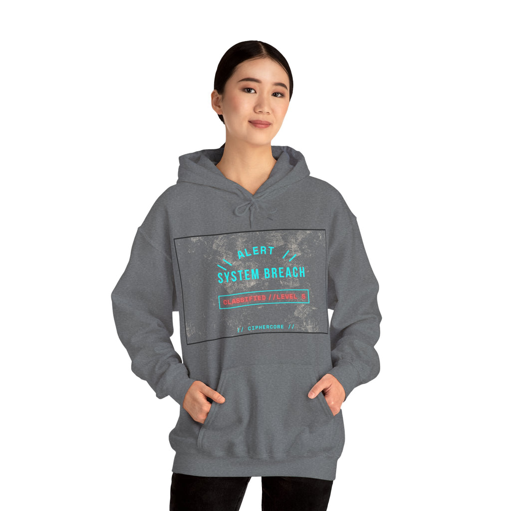 CipherCore System Breach Alert Graphic Hoodie | Digital-Era Identity Wear