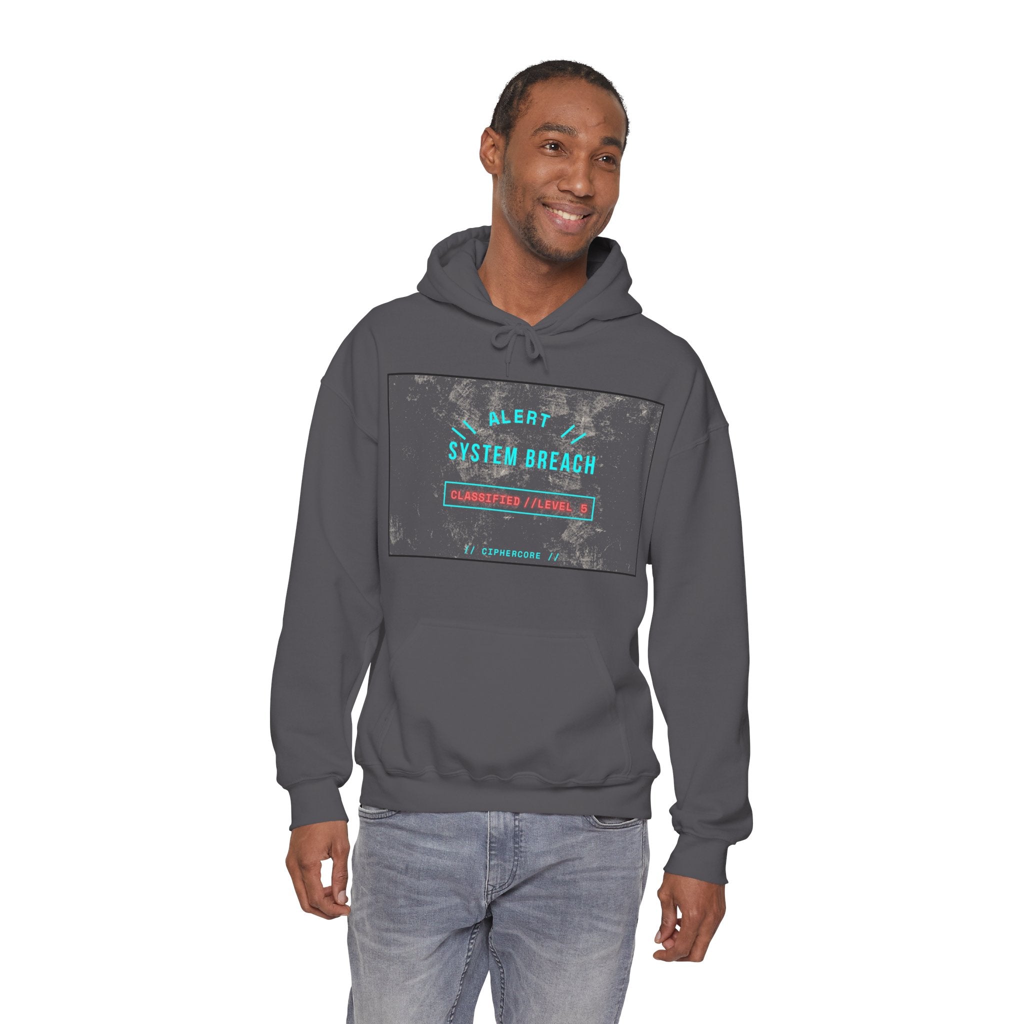 CipherCore System Breach Alert Graphic Hoodie | Digital-Era Identity Wear