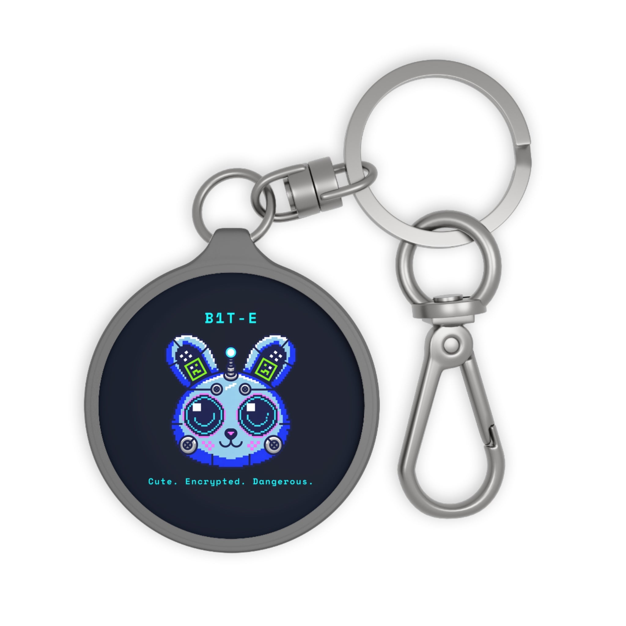 CipherCore Bit-E Cyber Bunny Acrylic Keyring | Cute Cyberpunk Accessory