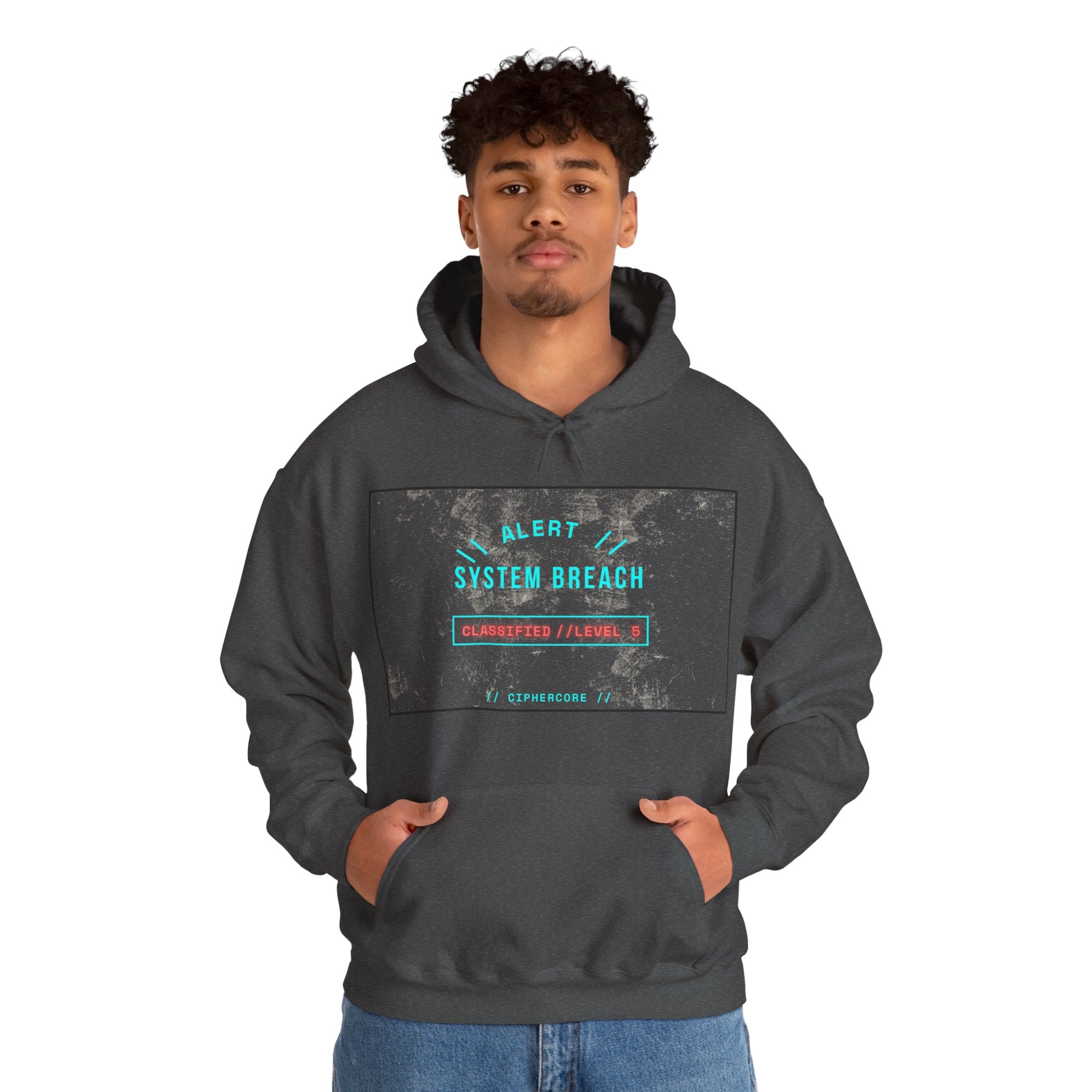 CipherCore System Breach Alert Graphic Hoodie | Digital-Era Identity Wear