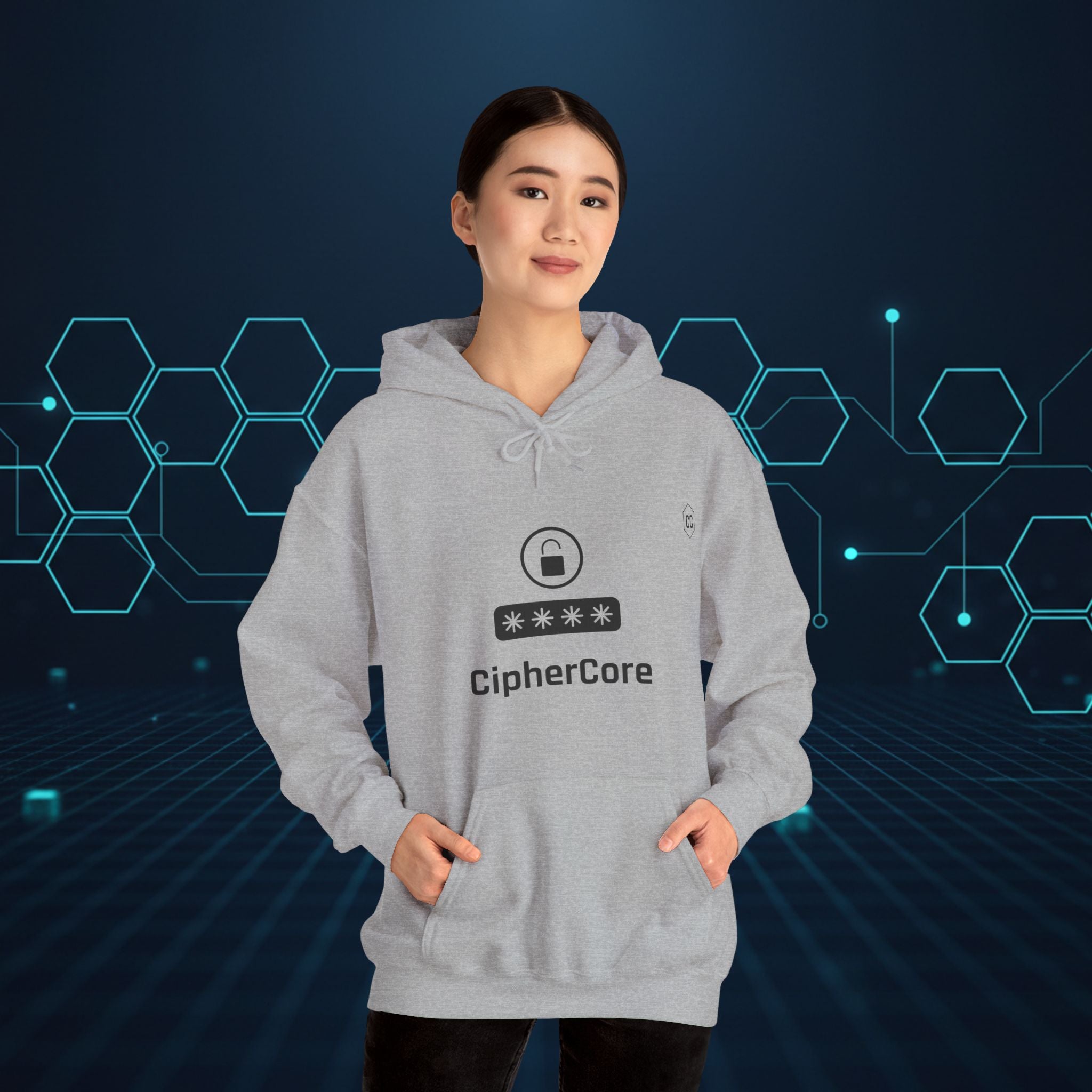 CipherCore Minimalist Password Lock Graphic Hoodie | Digital-Era Identity Wear