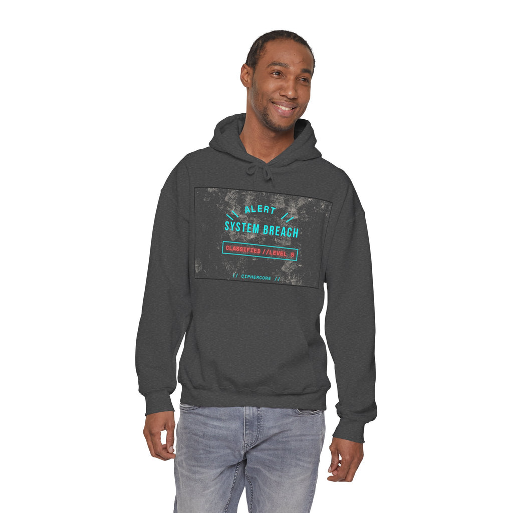 CipherCore System Breach Alert Graphic Hoodie | Digital-Era Identity Wear