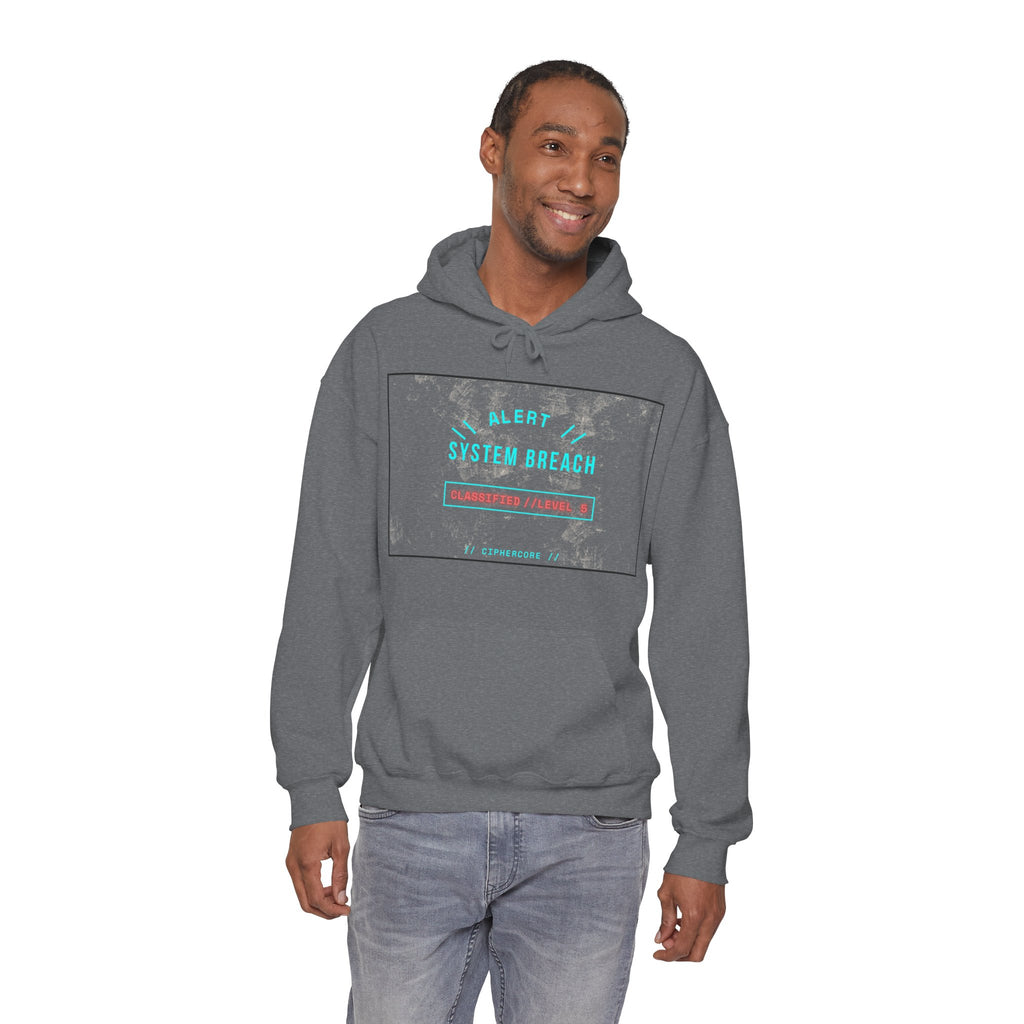 CipherCore System Breach Alert Graphic Hoodie | Digital-Era Identity Wear