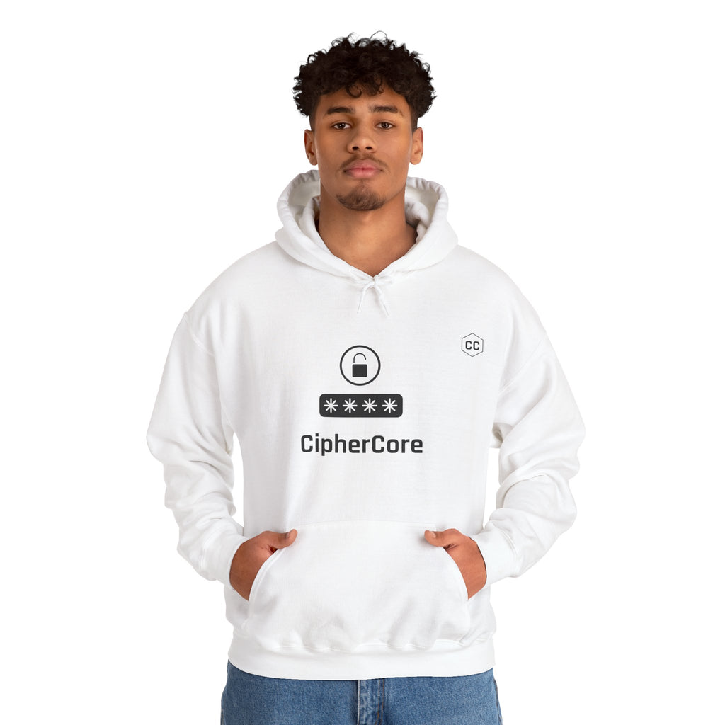 CipherCore Minimalist Password Lock Graphic Hoodie | Digital-Era Identity Wear