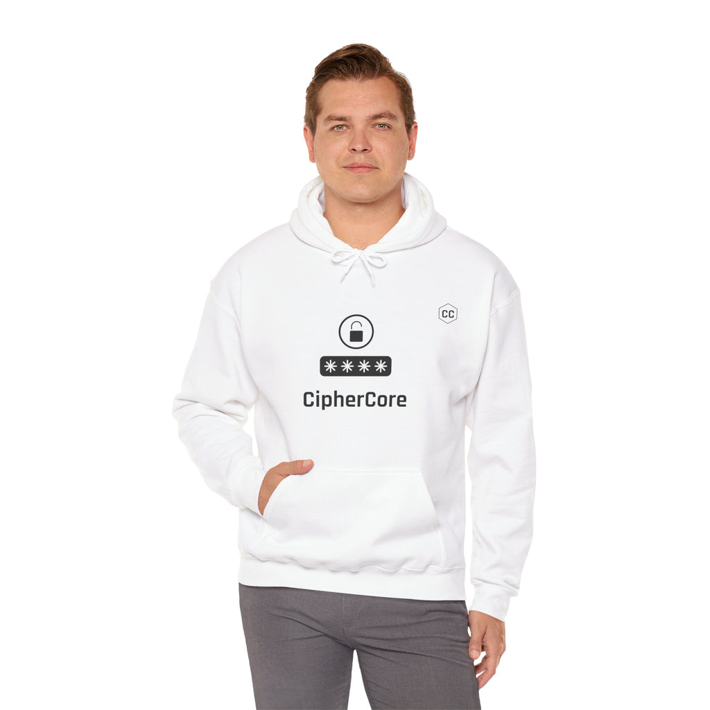 CipherCore Minimalist Password Lock Graphic Hoodie | Digital-Era Identity Wear