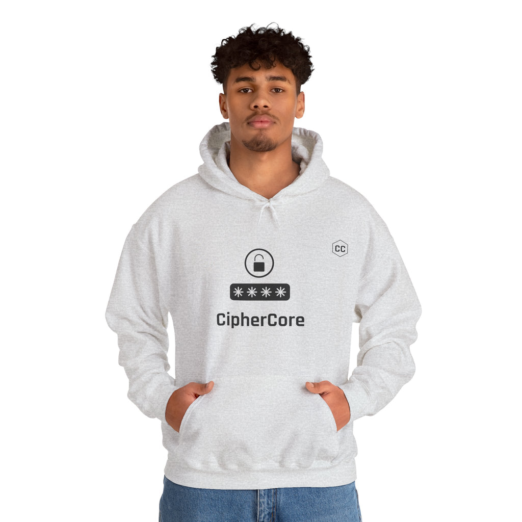 CipherCore Minimalist Password Lock Graphic Hoodie | Digital-Era Identity Wear