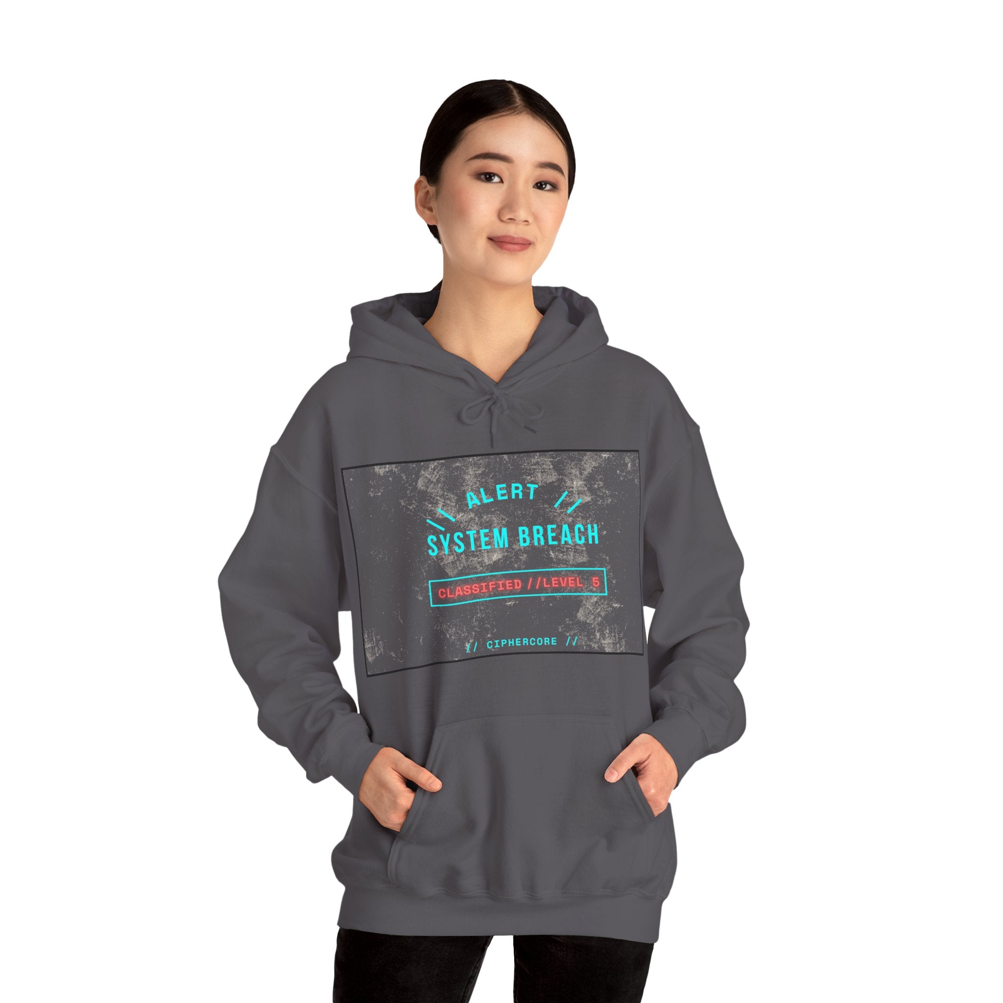 CipherCore System Breach Alert Graphic Hoodie | Digital-Era Identity Wear