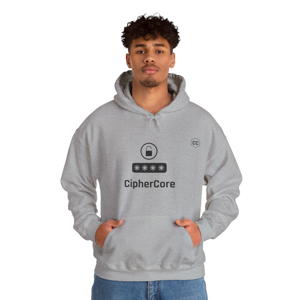 CipherCore Minimalist Password Lock Graphic Hoodie | Digital-Era Identity Wear