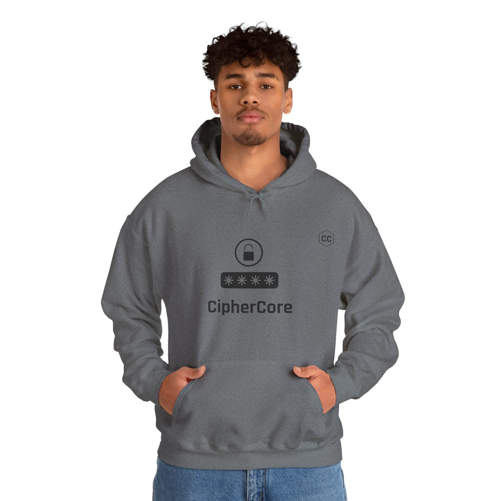 CipherCore Minimalist Password Lock Graphic Hoodie | Digital-Era Identity Wear