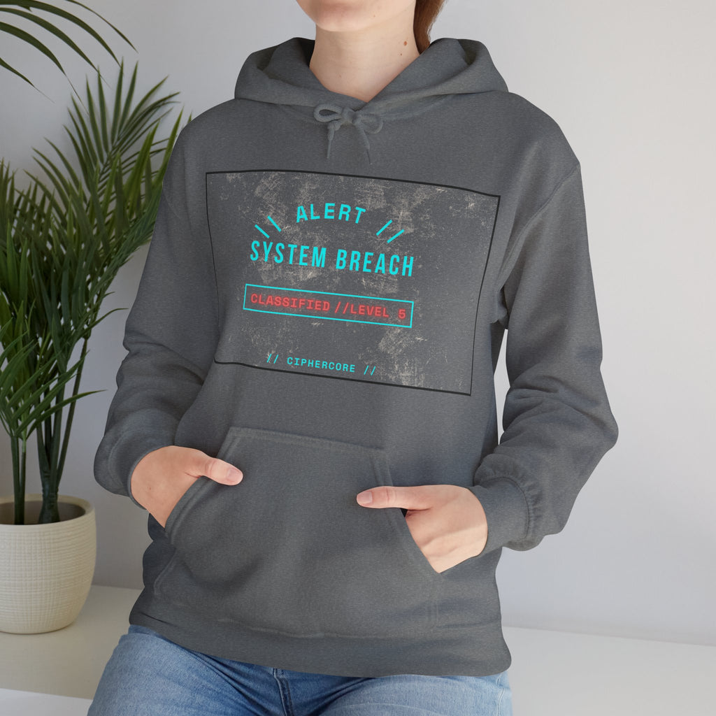 CipherCore System Breach Alert Graphic Hoodie | Digital-Era Identity Wear