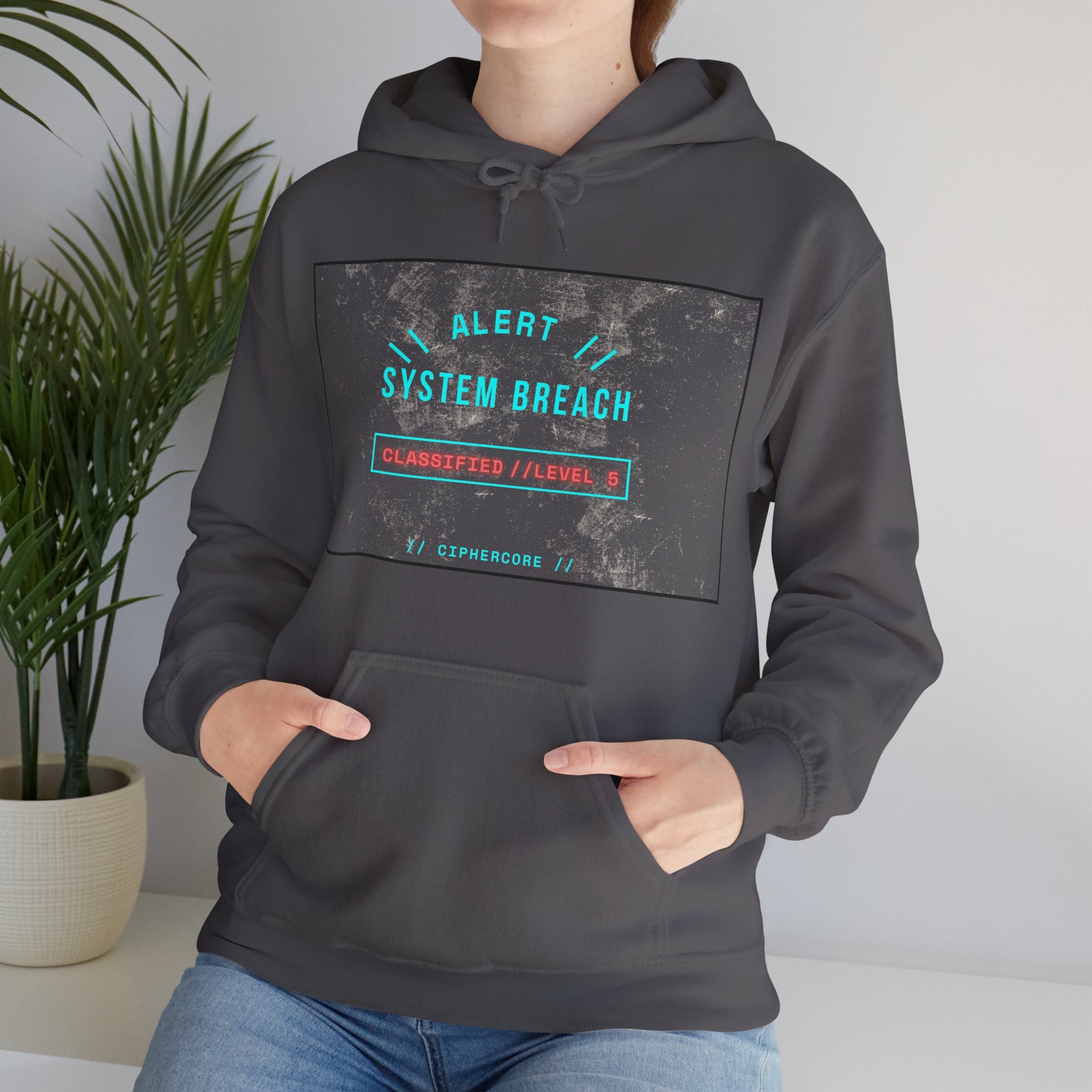 CipherCore System Breach Alert Graphic Hoodie | Digital-Era Identity Wear