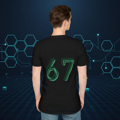 CipherCore 67 Retro Athletic Graphic Tee | Digital-Era Identity Wear