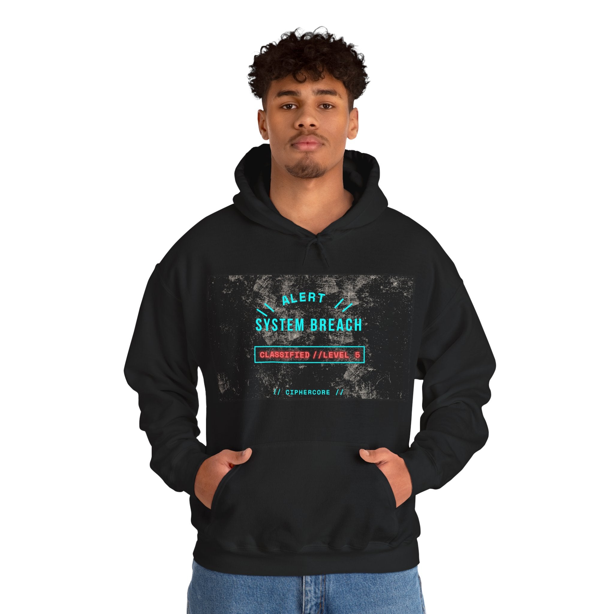 CipherCore System Breach Alert Graphic Hoodie | Digital-Era Identity Wear