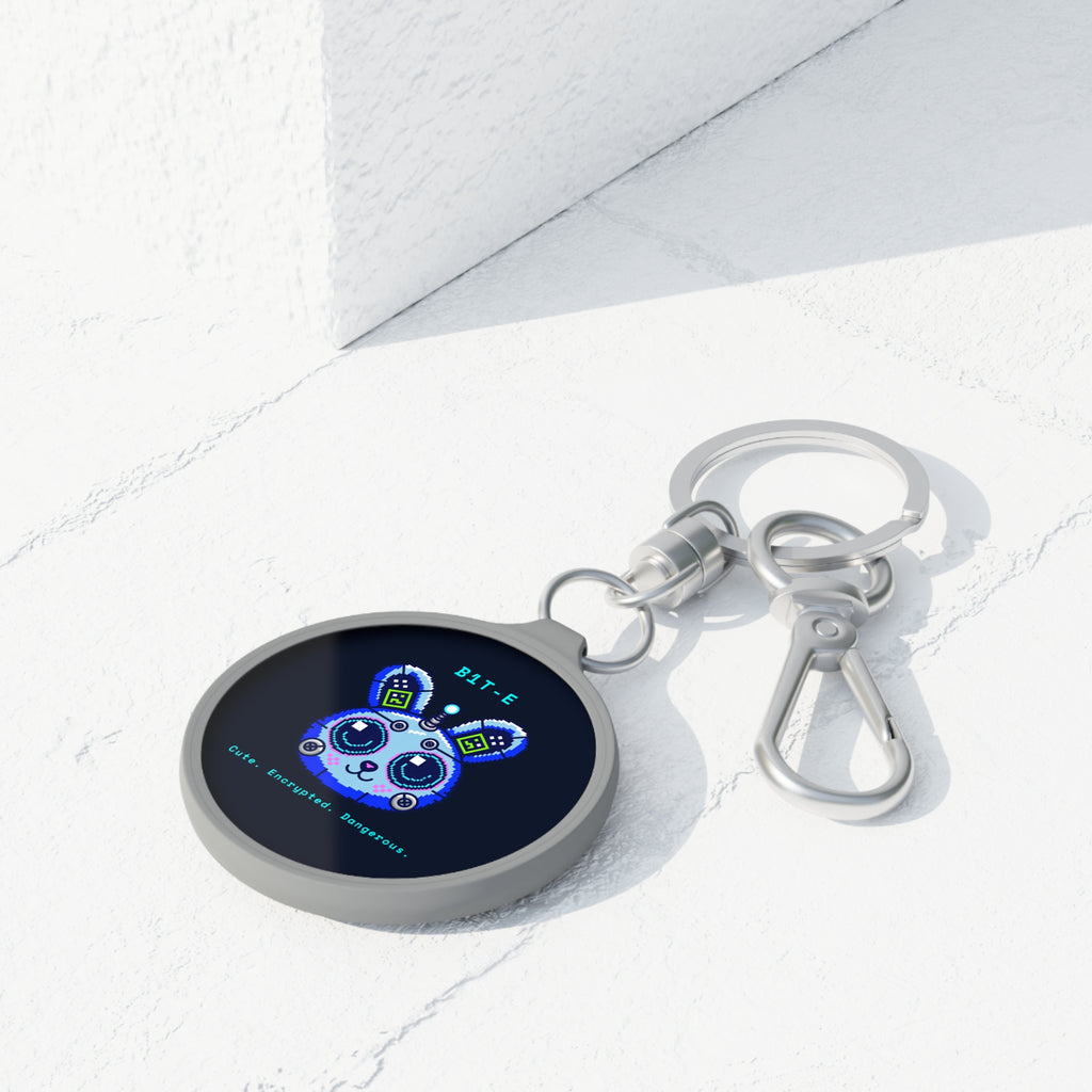 CipherCore Bit-E Cyber Bunny Acrylic Keyring | Cute Cyberpunk Accessory