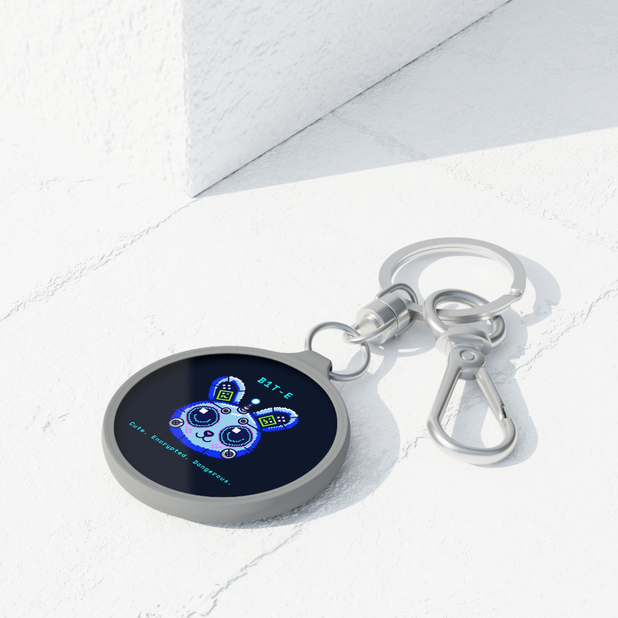 CipherCore Bit-E Cyber Bunny Acrylic Keyring | Cute Cyberpunk Accessory