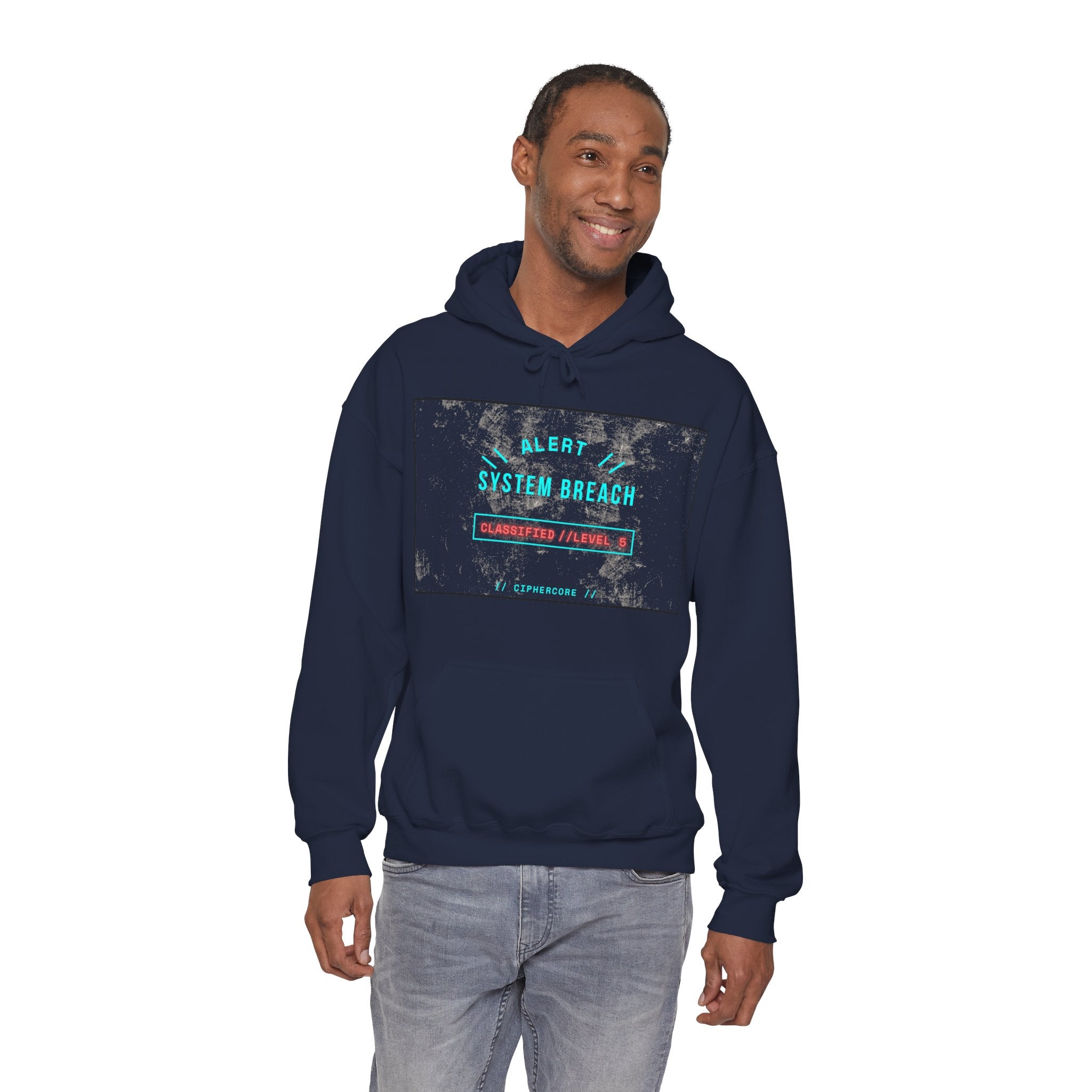 CipherCore System Breach Alert Graphic Hoodie | Digital-Era Identity Wear