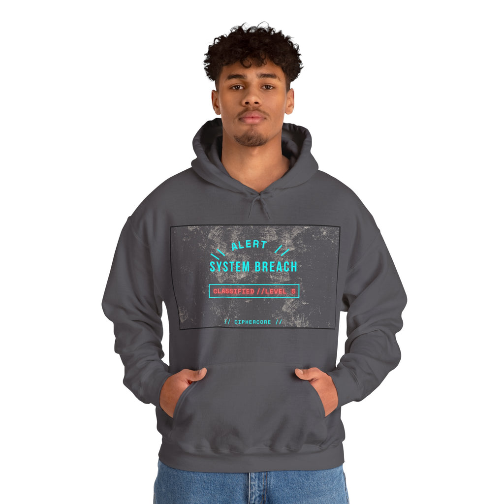CipherCore System Breach Alert Graphic Hoodie | Digital-Era Identity Wear