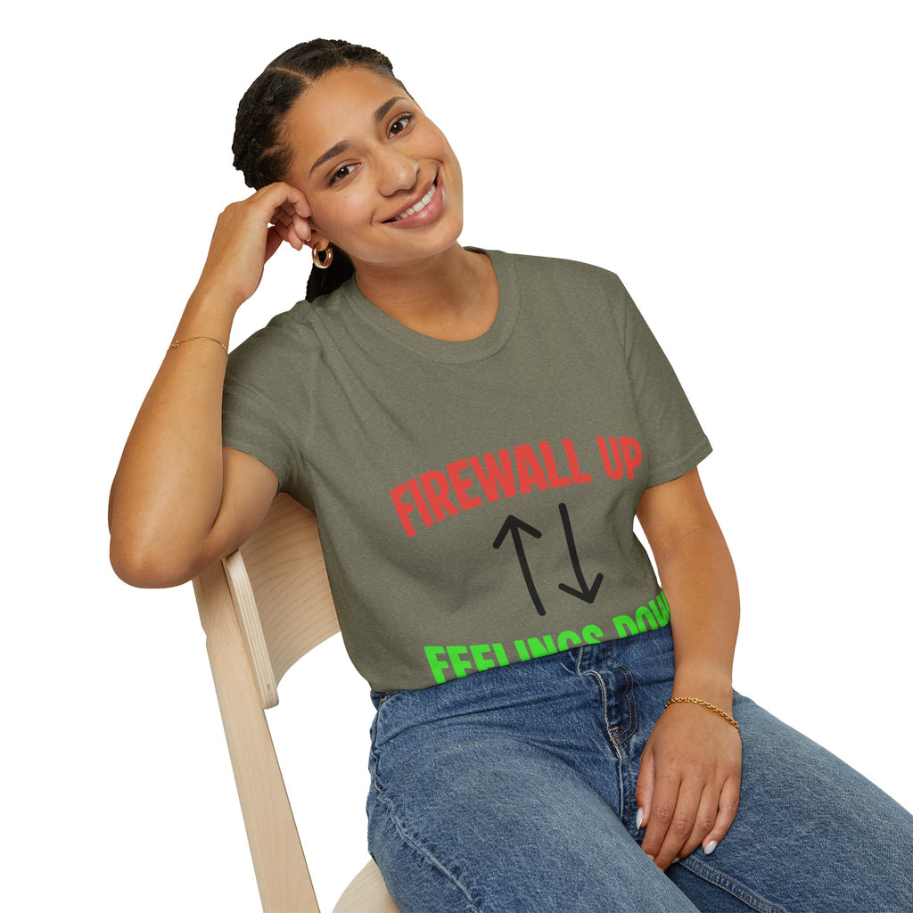 CipherCore Firewall Up Feelings Down Graphic Tee | Digital-Era Identity Wear