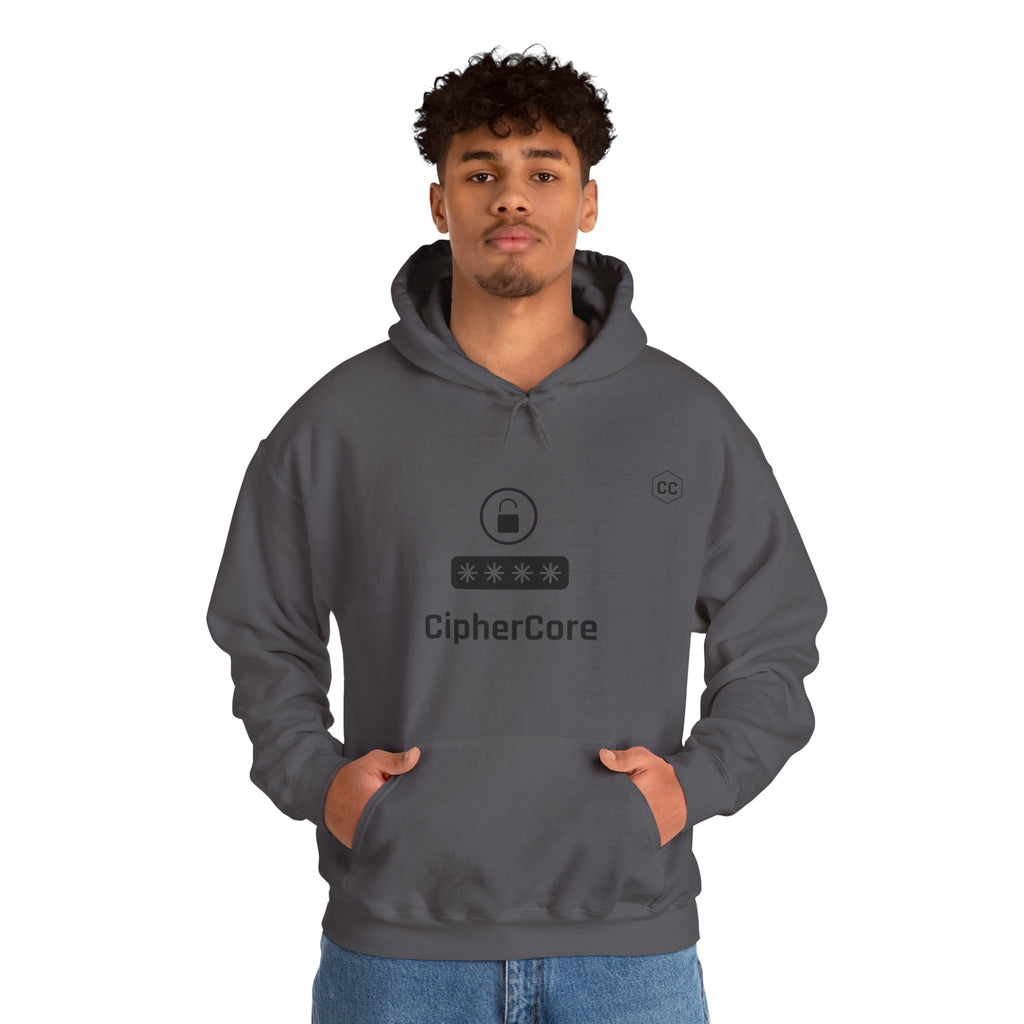 CipherCore Minimalist Password Lock Graphic Hoodie | Digital-Era Identity Wear