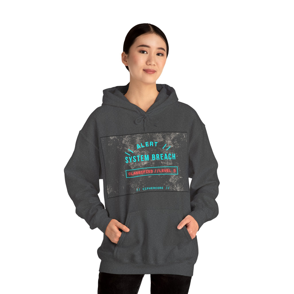 CipherCore System Breach Alert Graphic Hoodie | Digital-Era Identity Wear