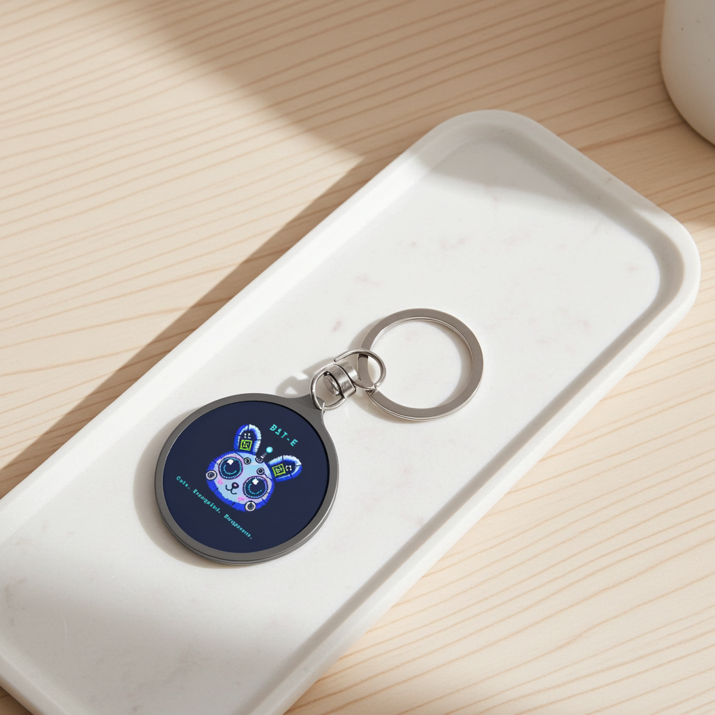 CipherCore Bit-E Cyber Bunny Acrylic Keyring | Cute Cyberpunk Accessory
